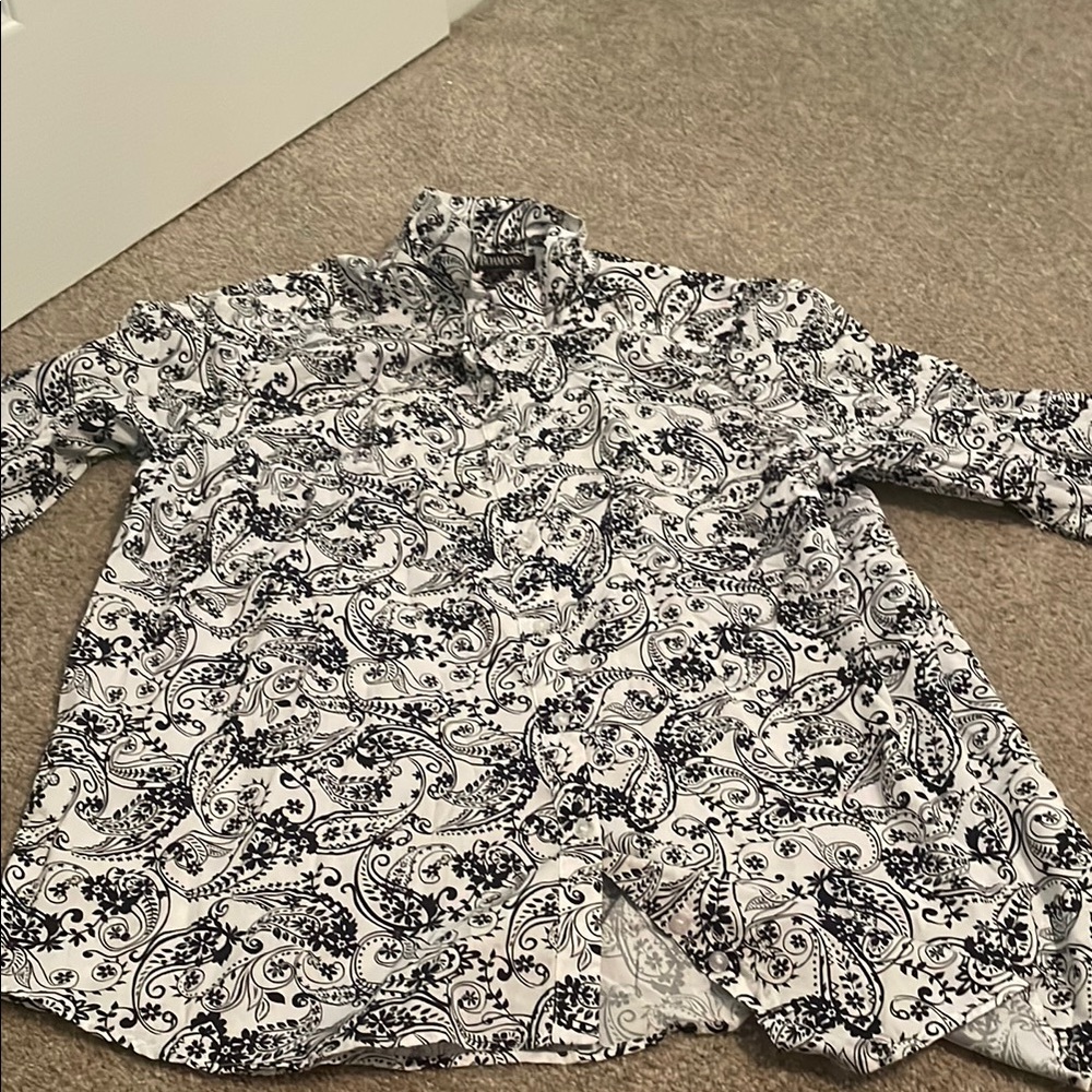 Roaman's Monochrome Paisley Blouse